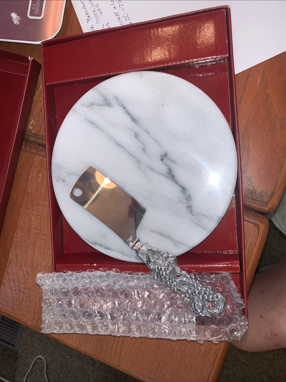 Arthur Court Marble Round Cheese Board with Silvertone Spreader Elegant